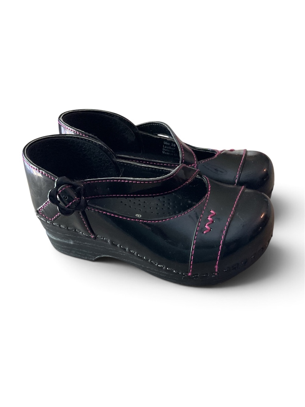 Dansko girls' black patent leather Mary Jane clogs Sz EU 28 US 11-11 1/2